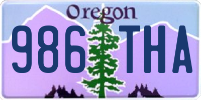 OR license plate 986THA