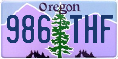 OR license plate 986THF