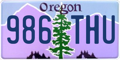 OR license plate 986THU