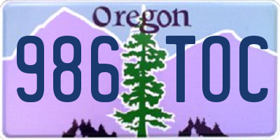 OR license plate 986TOC