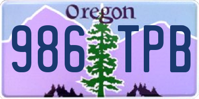 OR license plate 986TPB