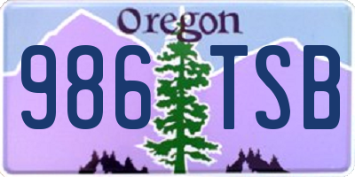 OR license plate 986TSB