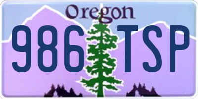 OR license plate 986TSP