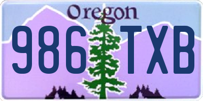 OR license plate 986TXB