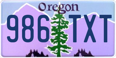 OR license plate 986TXT