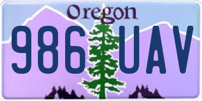 OR license plate 986UAV