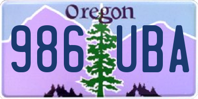 OR license plate 986UBA