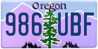 OR license plate 986UBF