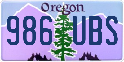 OR license plate 986UBS