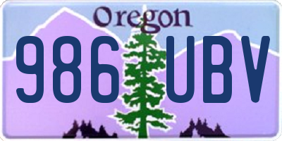 OR license plate 986UBV