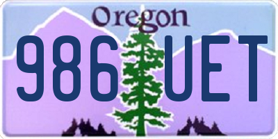 OR license plate 986UET