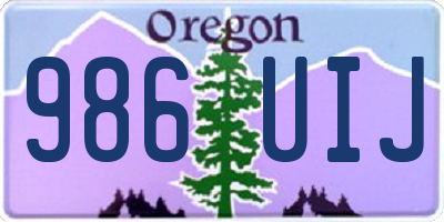 OR license plate 986UIJ