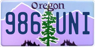 OR license plate 986UNI