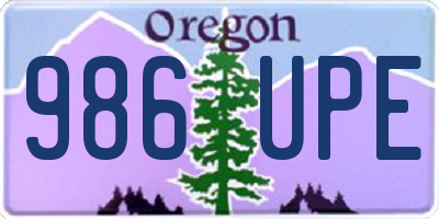 OR license plate 986UPE