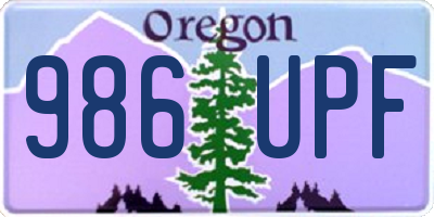 OR license plate 986UPF