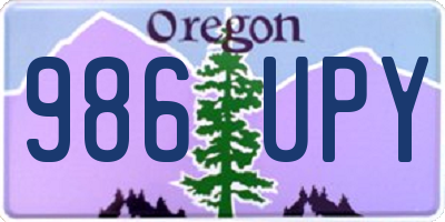OR license plate 986UPY