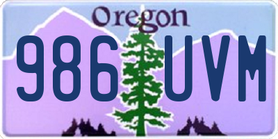 OR license plate 986UVM