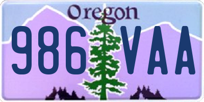OR license plate 986VAA