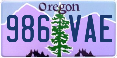 OR license plate 986VAE