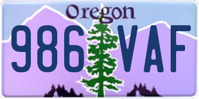 OR license plate 986VAF