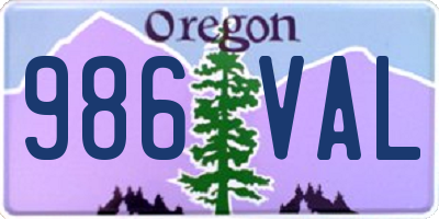 OR license plate 986VAL