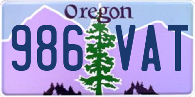 OR license plate 986VAT