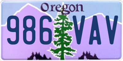 OR license plate 986VAV