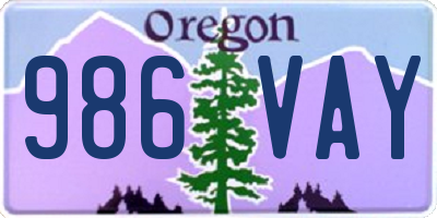 OR license plate 986VAY