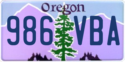 OR license plate 986VBA