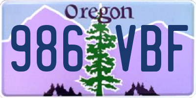 OR license plate 986VBF