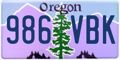 OR license plate 986VBK