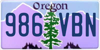 OR license plate 986VBN
