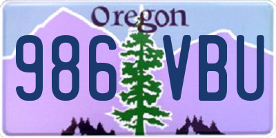 OR license plate 986VBU