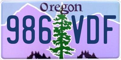 OR license plate 986VDF