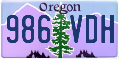 OR license plate 986VDH