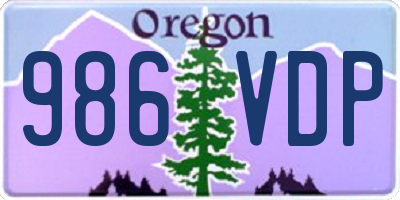 OR license plate 986VDP