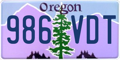 OR license plate 986VDT