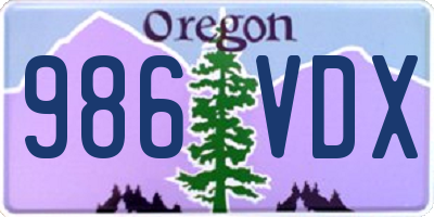 OR license plate 986VDX