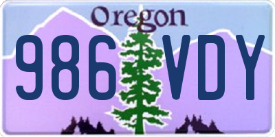 OR license plate 986VDY