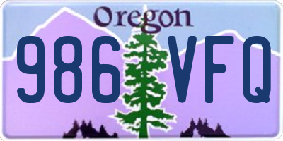 OR license plate 986VFQ