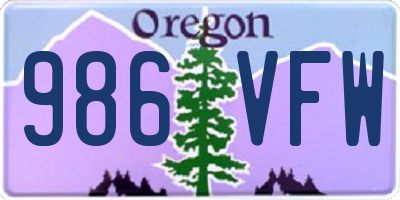 OR license plate 986VFW