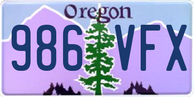 OR license plate 986VFX