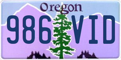 OR license plate 986VID