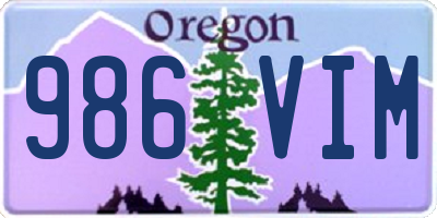 OR license plate 986VIM