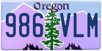 OR license plate 986VLM