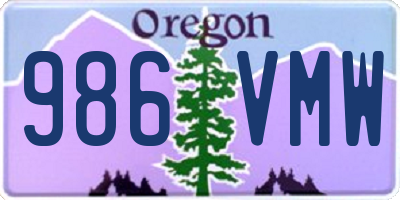 OR license plate 986VMW