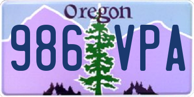OR license plate 986VPA