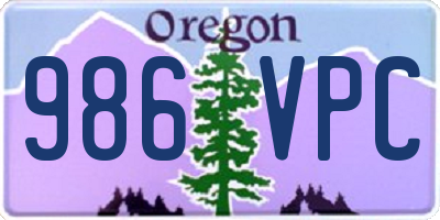OR license plate 986VPC