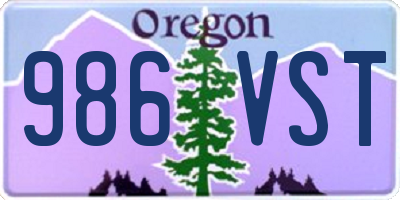 OR license plate 986VST