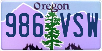 OR license plate 986VSW